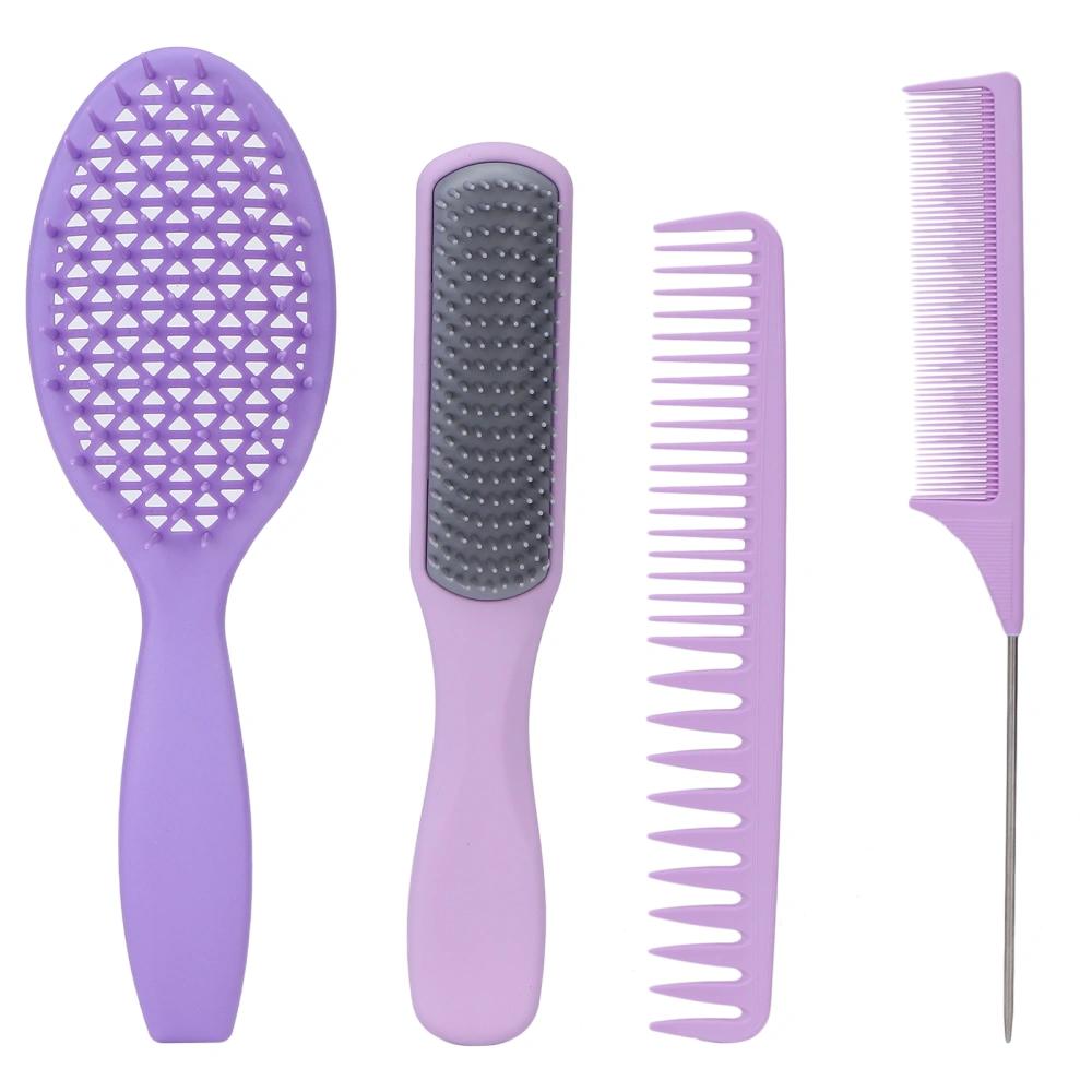 Hair Comb Set Four Types Multifunctional Hair Styling Brush Kit with Antislip Comfortable HandlePurple Boxed