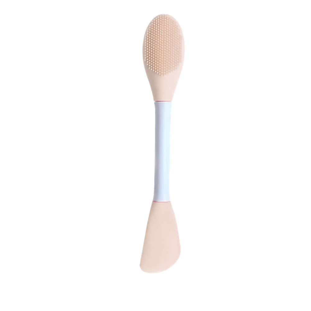 Double Ended Facial Mask Brush Silicone Facial Mask Applicator Spatula Cleansing Massage Brush(Face Cleansing Brush Knife Shape Light Coffee)