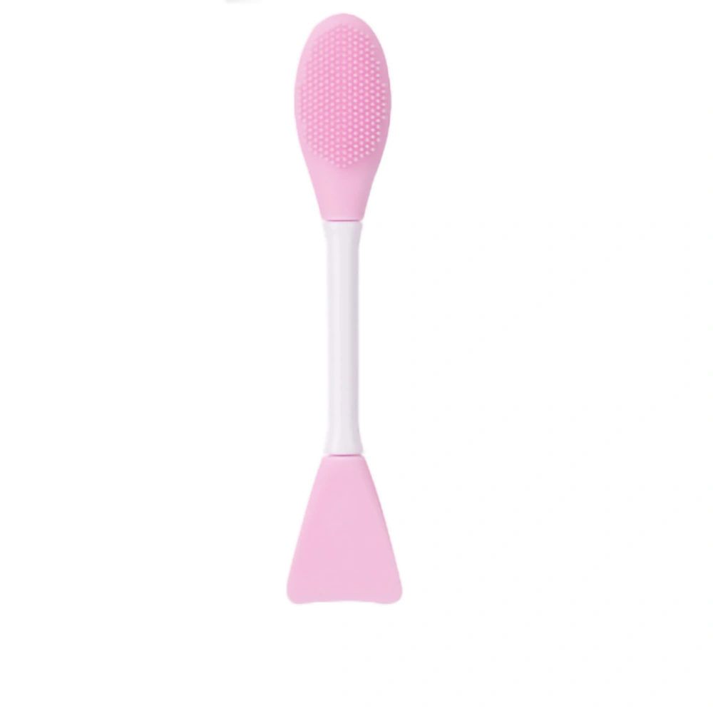 Double Ended Facial Mask Brush Silicone Facial Mask Applicator Spatula Cleansing Massage Brush(Face Cleansing Brush Fan Shape Light Pink)