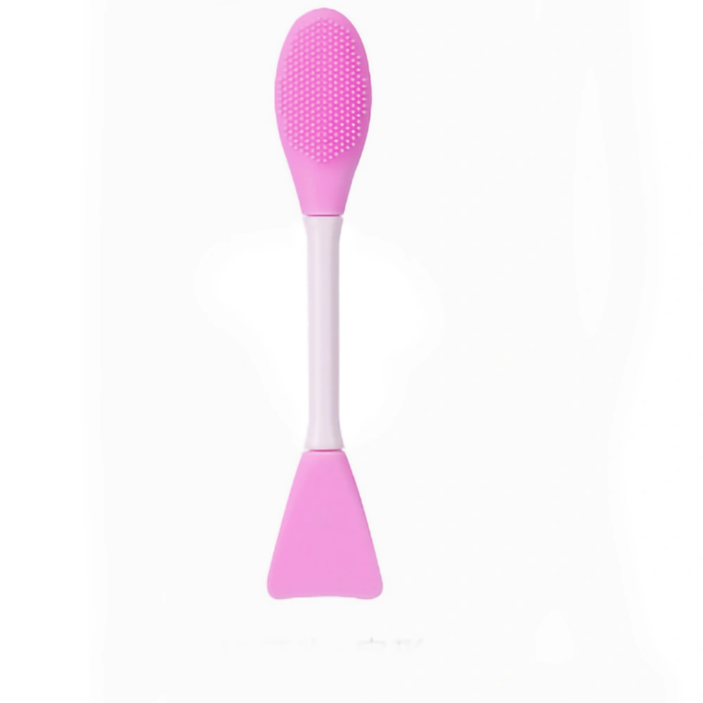 Double Ended Facial Mask Brush Silicone Facial Mask Applicator Spatula Cleansing Massage Brush(Face Cleansing Brush Fan Shape Light Purple)