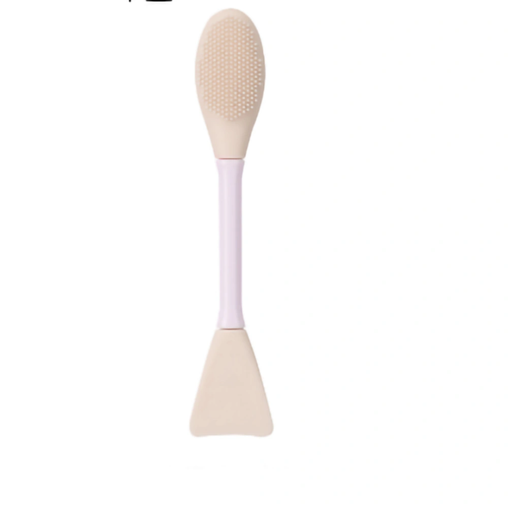 Double Ended Facial Mask Brush Silicone Facial Mask Applicator Spatula Cleansing Massage Brush(Face Cleansing Brush Fan Shape Light Coffee)