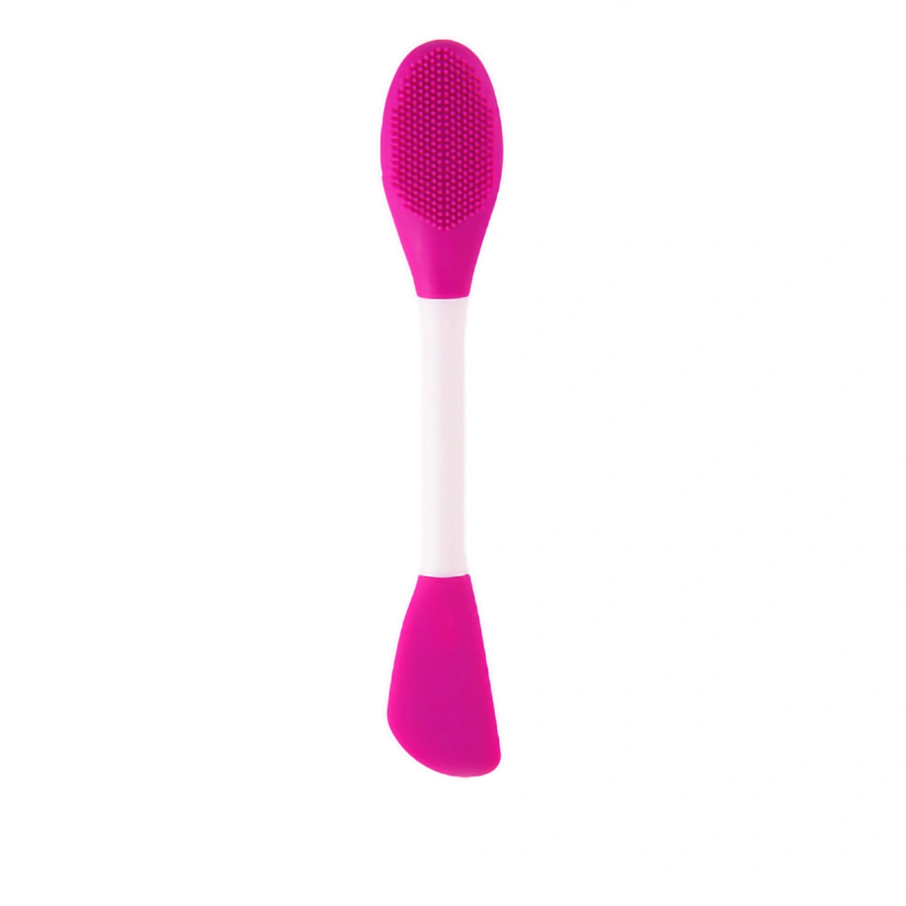 Double Ended Facial Mask Brush Silicone Facial Mask Applicator Spatula Cleansing Massage Brush(Face Cleansing Brush Knife Shape Rose Red)