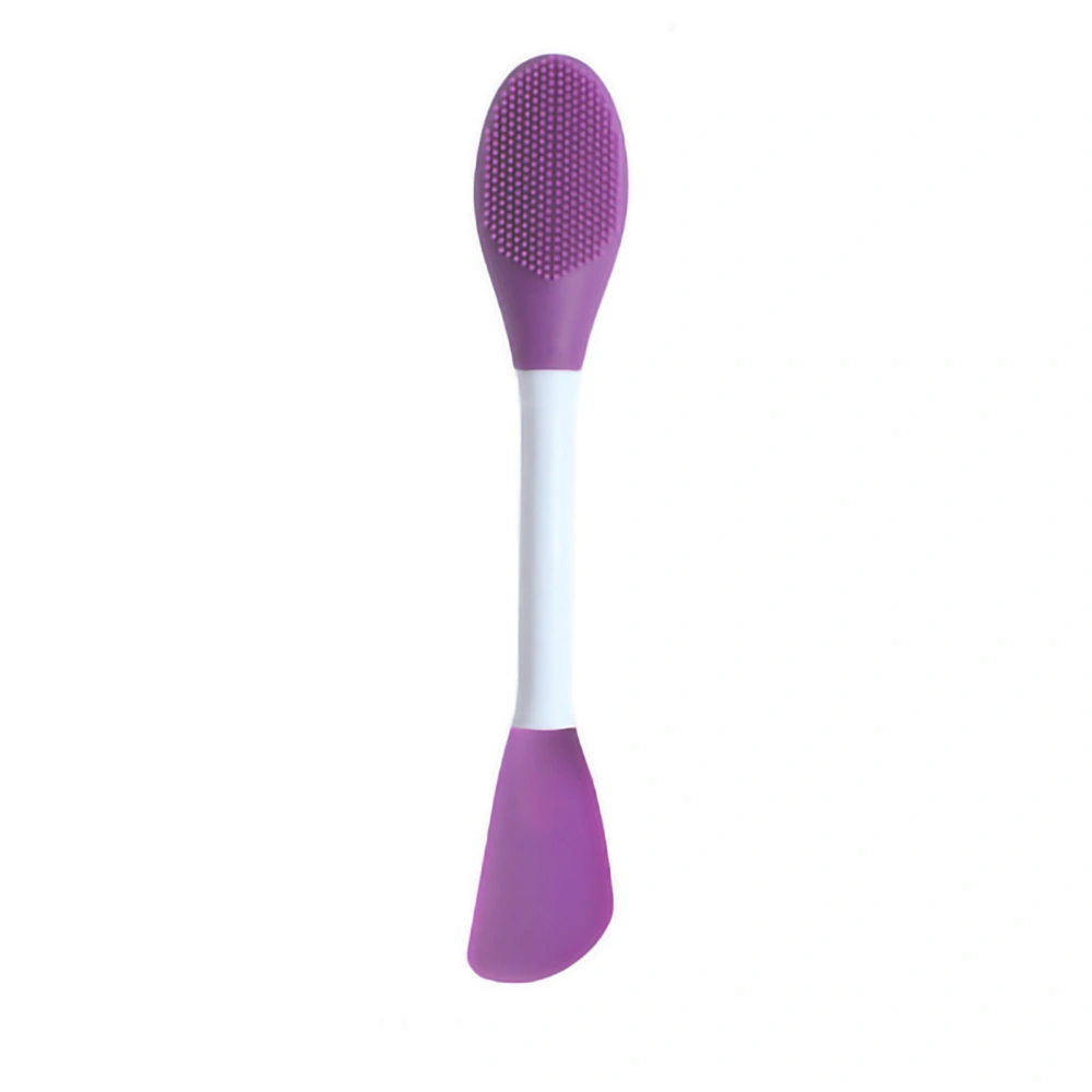 Double Ended Facial Mask Brush Silicone Facial Mask Applicator Spatula Cleansing Massage Brush(Face Cleansing Brush Knife Shape Dark Purple)