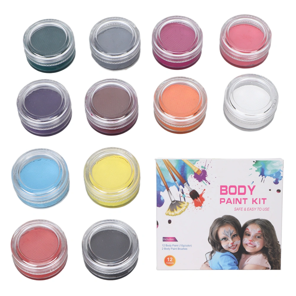 120g Kids Face Paint Kit 12 Colors Quick Drying Safe Festival Makeup Paint for Halloween Christmas Cosplay