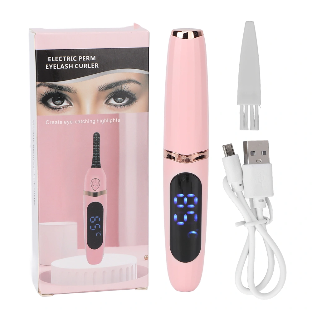 Electric Eyelash Curler Handheld Usb Charging Intelligent Temperature Control Electric Heating Eyelash CurlerPink