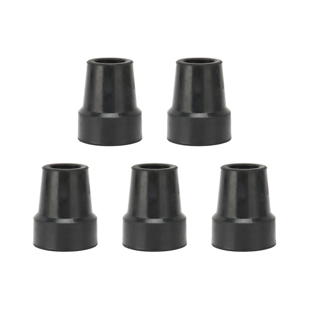 5pcs Crutch Tip Professional Rubber Replacement Walking Stick Cane Tip Accessory Black 0.7 Inch