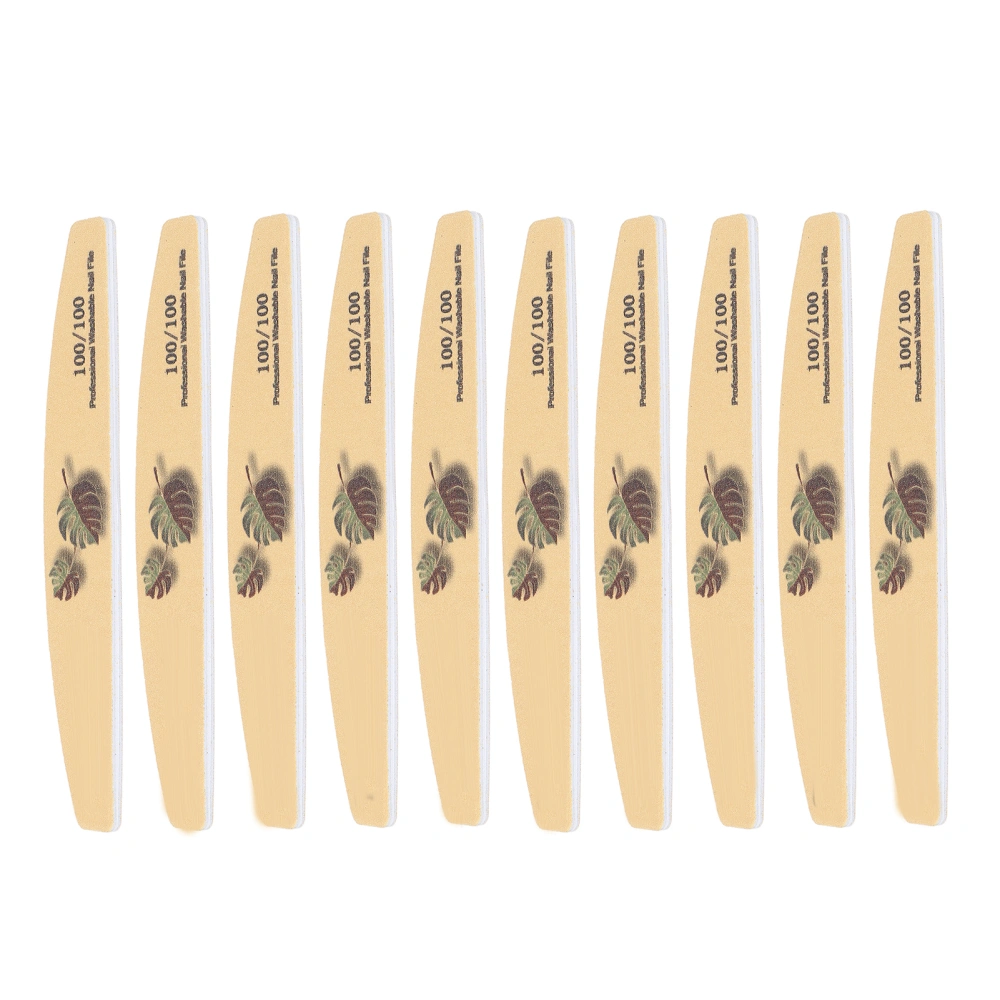 10pcs Nail File Professional Washable Reusable Double Sided Nail Buffer File Manicure Tool (Yellow)