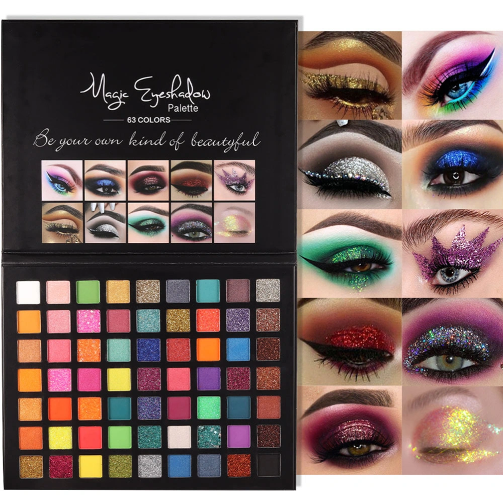 63 Color Matte Glitter Eyeshadow Palette High Pigmented Eye Shadow Make Up Pallets Cosmetics Gift Kit