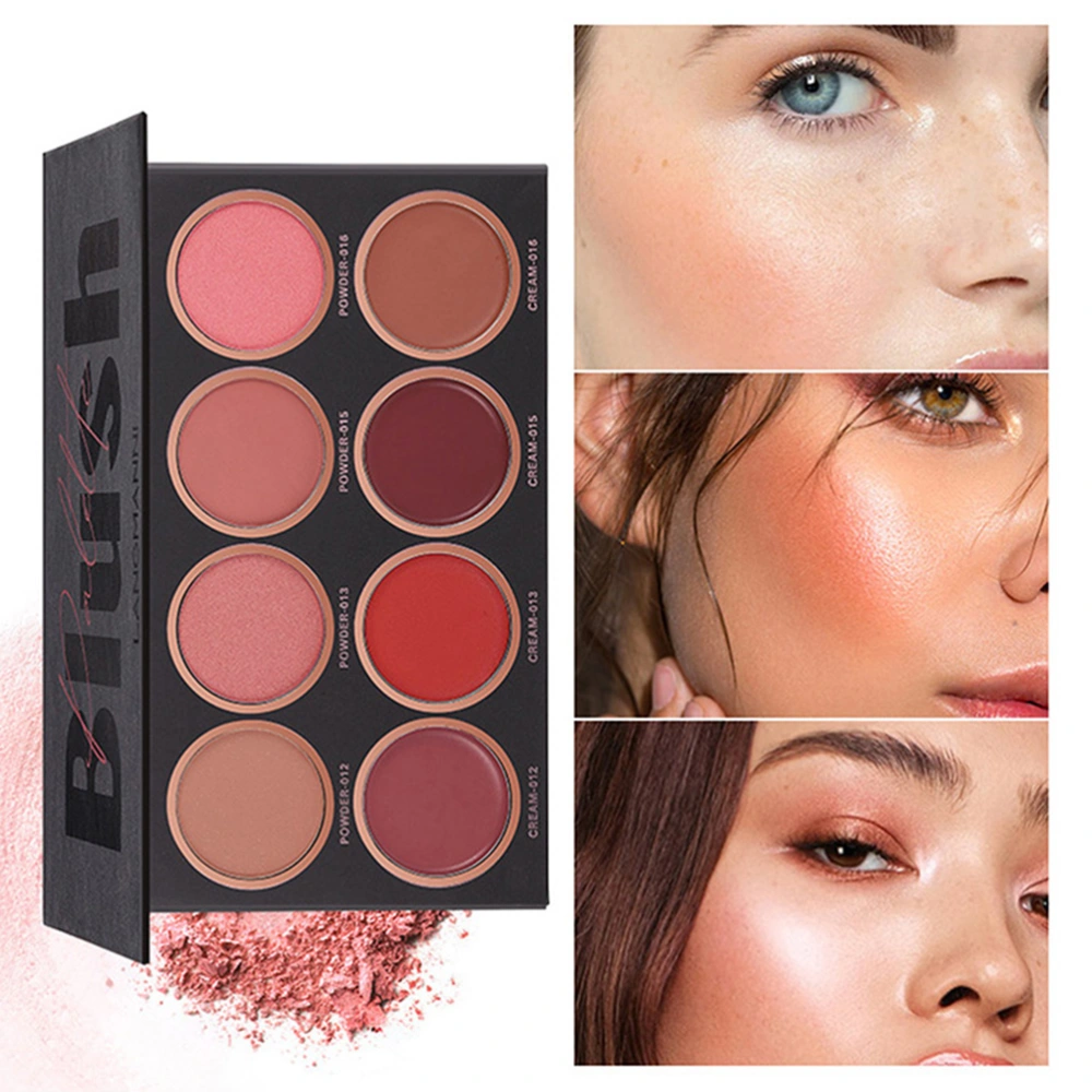 8 Colors Face Blush Palette Matte Blush Natural Long Lasting Contour Highlight Makeup Palette for Women Girls