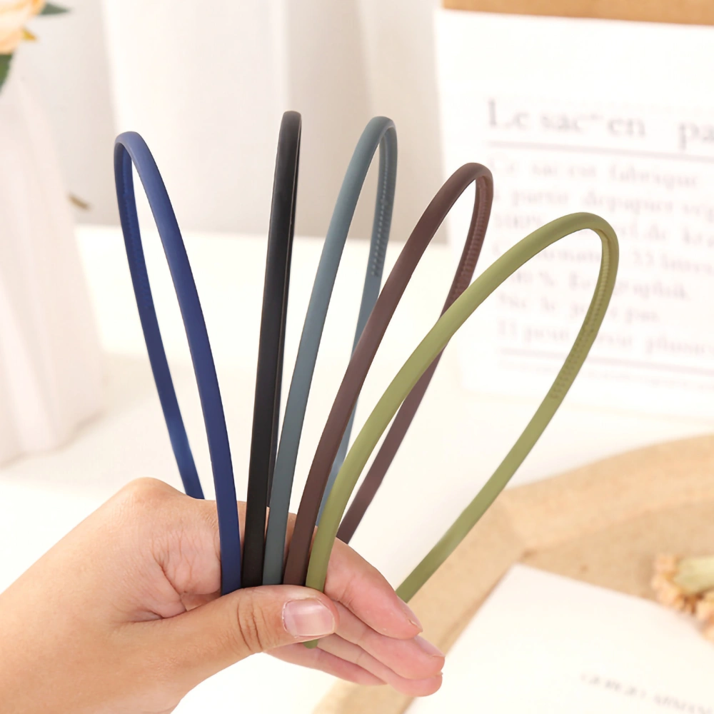 Matte Headband Women Pure Color Simple Elegant Hairband Hair Accessory for Holiday Party Dating 0.5cmGrayish Blue