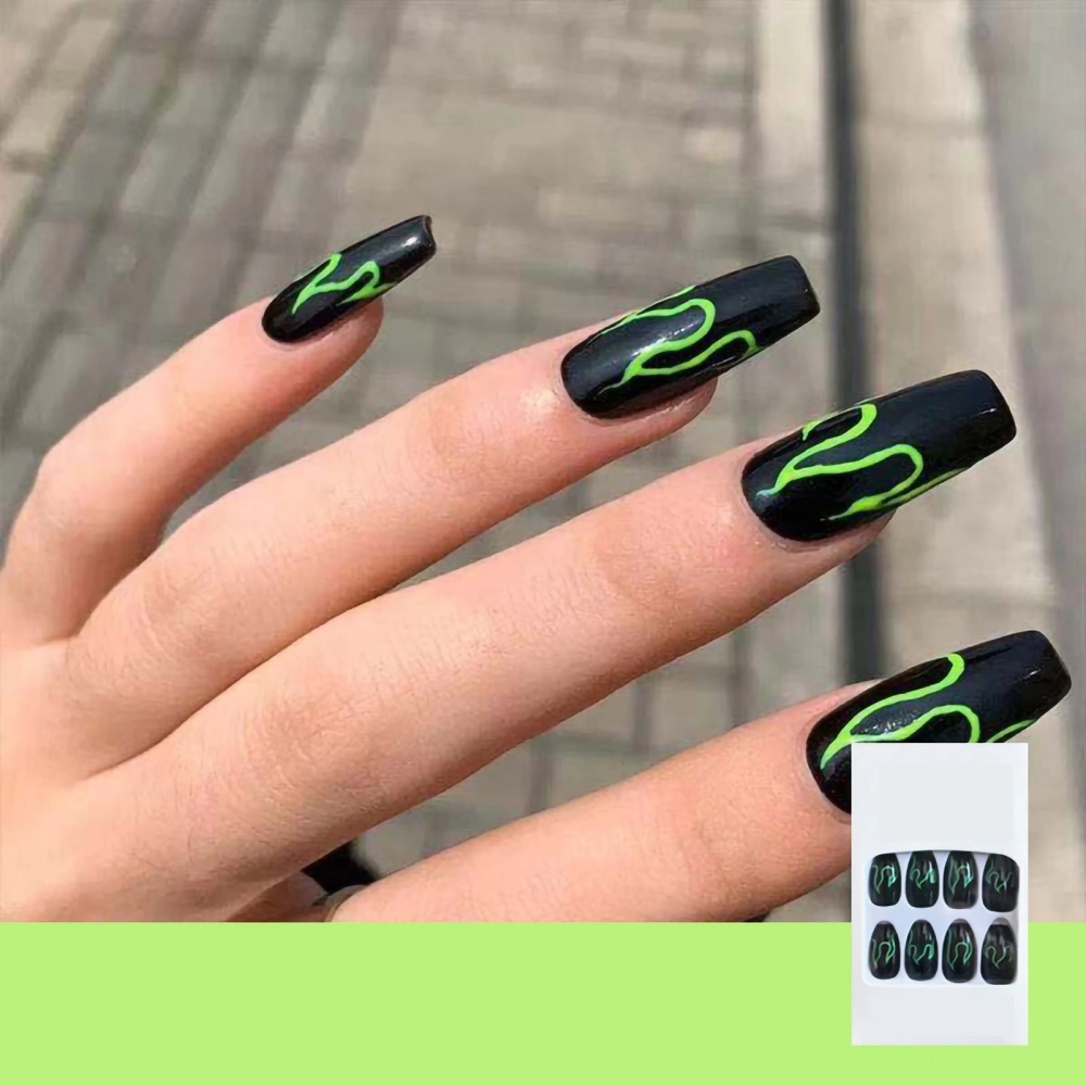 Waterproof Fashionable Artificial Flame False Nails Detachable Natural Press On Fake Nails Tips#7