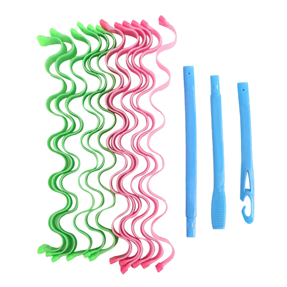 Spiral Curls Styling Kit DIY Plastic Hair Spiral Curl Styling Roller for Women Girls Extra Long Hair45cm/17.7in (12pcs)