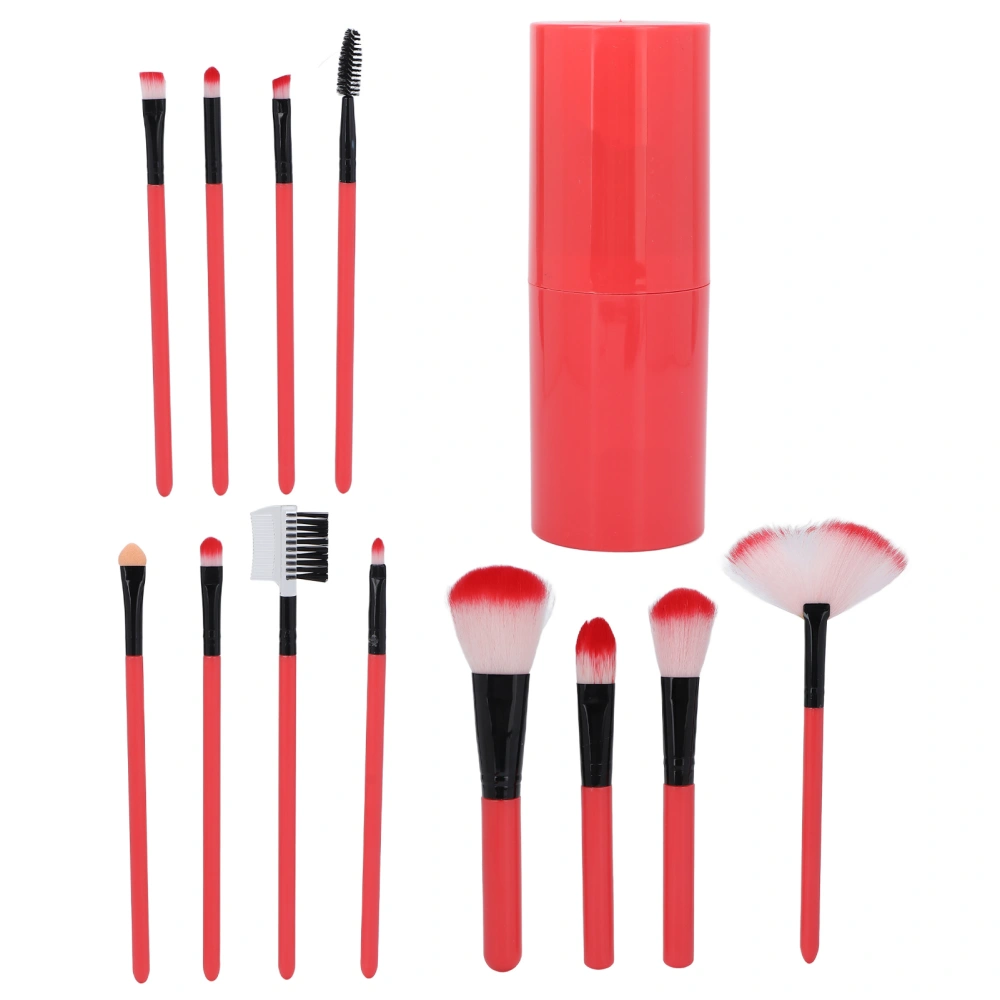 12pcs Makeup Brushes Set Portable Cosmetic Professional Loose Powder Eyeshadows Brushes for Daily Makeup Red