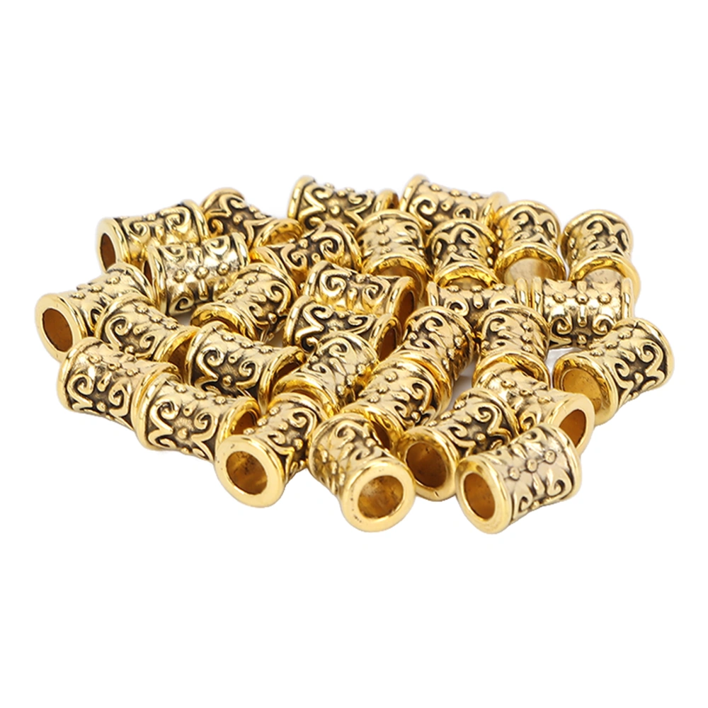 30pcs Hair Tube Beads Retro Alloy Hair Dreadlocks Beads Accessories for DIY Hair Braiding Bracelet Pendant NecklaceGold