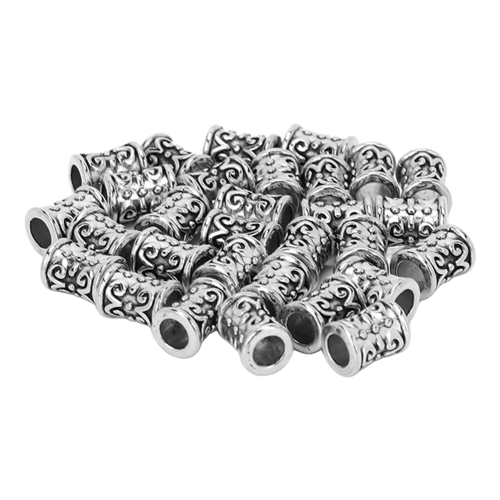 30pcs Hair Tube Beads Retro Alloy Hair Dreadlocks Beads Accessories for DIY Hair Braiding Bracelet Pendant NecklaceSilver