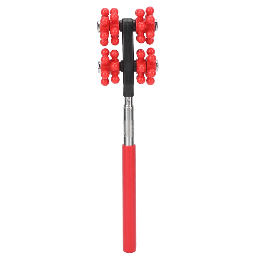 Telescopic Massage Roller Adjustable Length Soft Rubber Handle 360 ° Rotating Manual Back Scratcher RollerRed