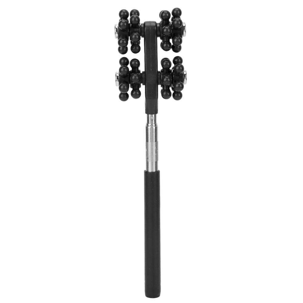 Telescopic Massage Roller Adjustable Length Soft Rubber Handle 360 ° Rotating Manual Back Scratcher RollerBlack