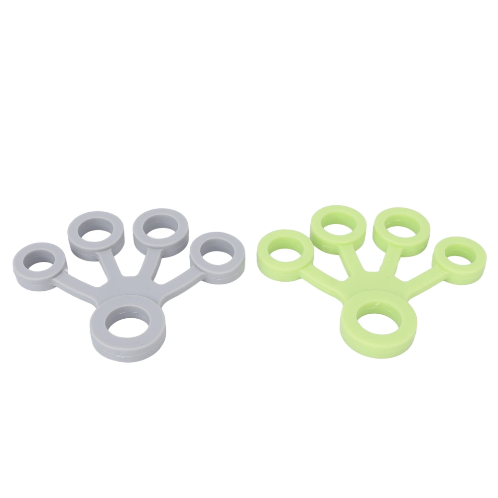 2pcs Finger Stretcher Silicone Portable Soft Elastic Finger Grip Strengthener 6.6LB (Light Green Light Gray)