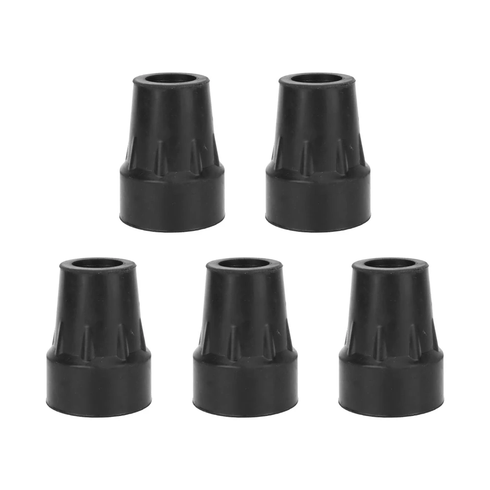 5pcs Crutch Tips Heavy Duty Rubber Thicken Walking Cane Crutch Replacement Tips 22mm/8.7in Black