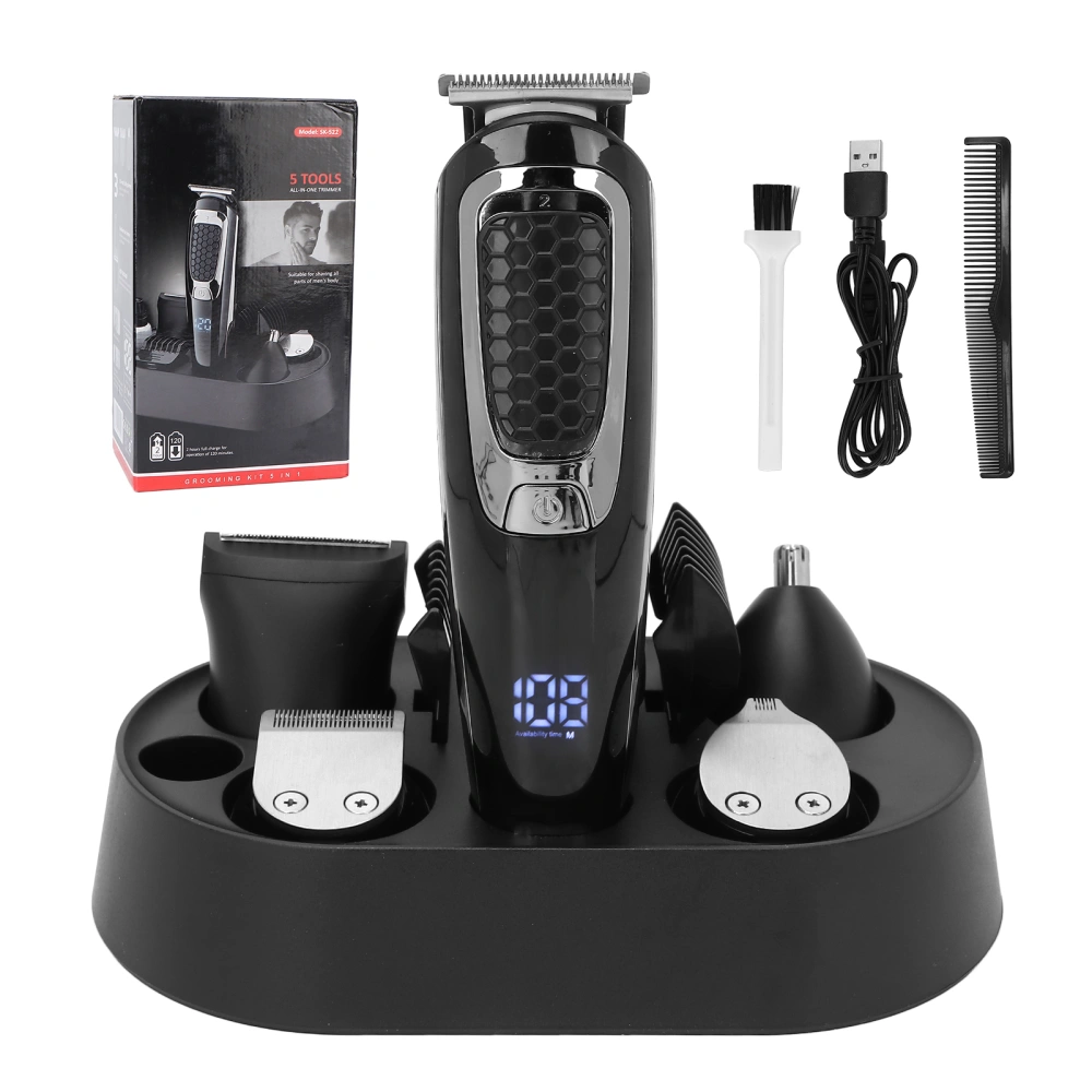 5 In 1 Electric Hair Trimmer Clippers Professional Hair Grooming Kit Cleaning Brush for Men