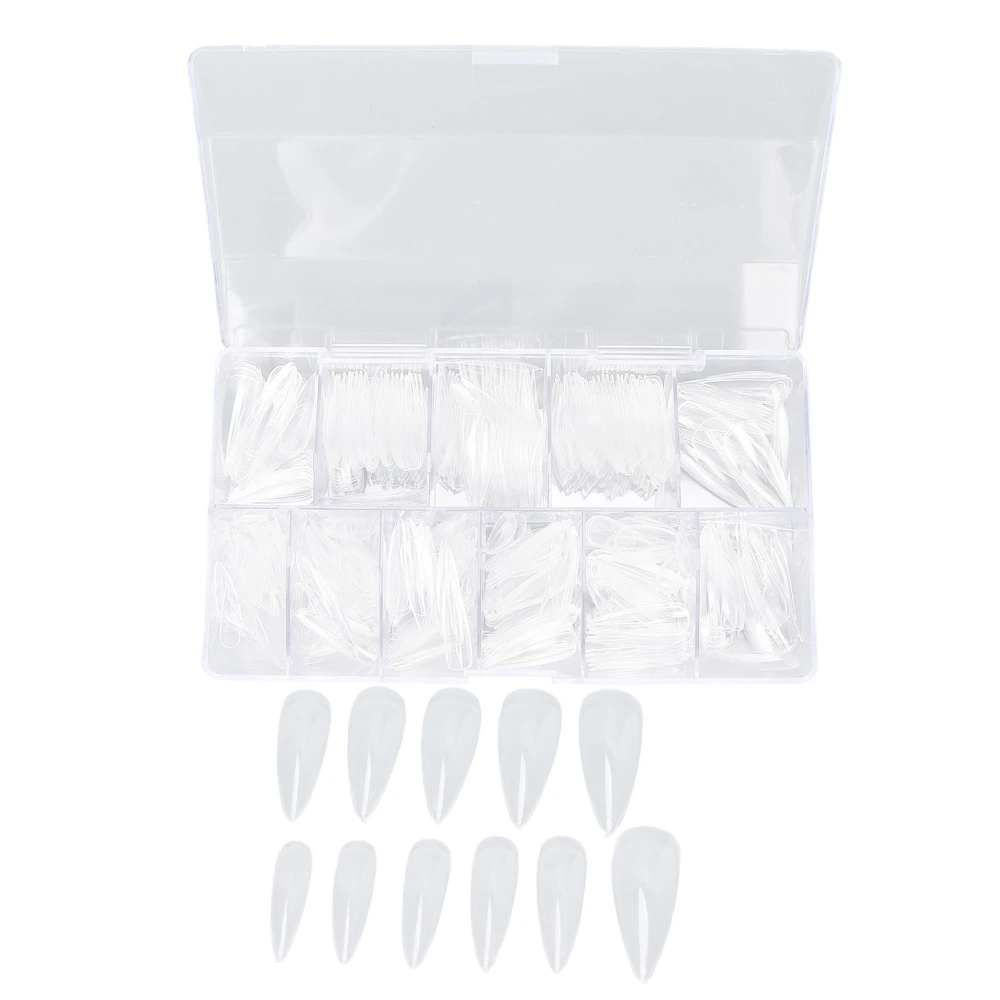 500pcs Transparent Coffin Long Fake Nails Artificial False Nails Tips Manicure Decal for Nail Salon