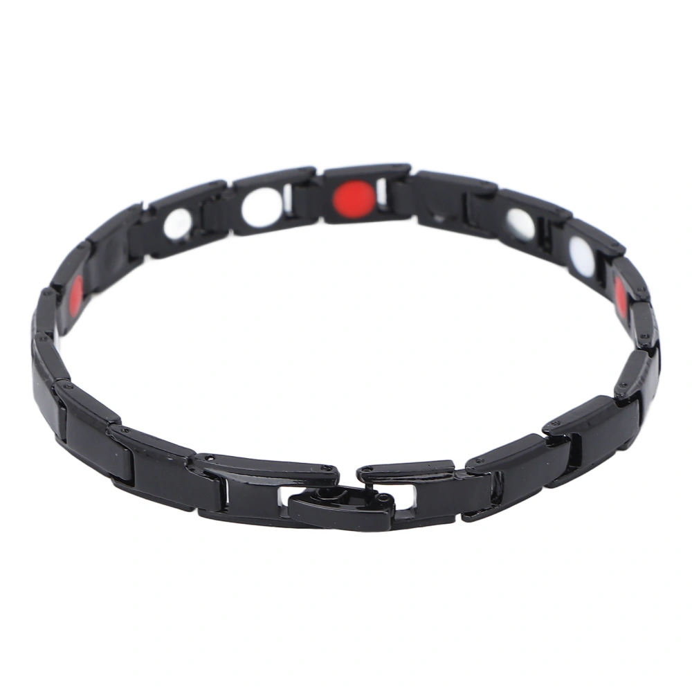 Men Women Magnet Bracelet Titanium Steel Simple Stylish Adjustable Magnetic Therapy Bracelet (0.3in Width)Black