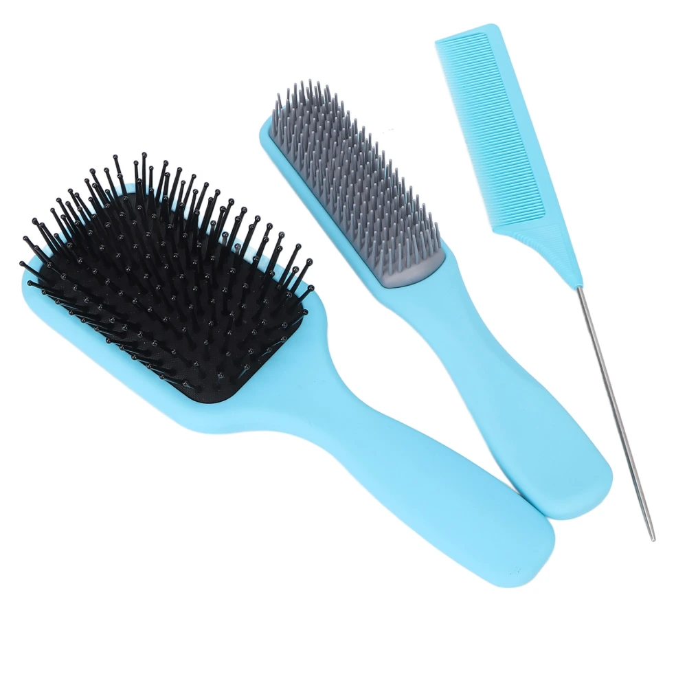 3 Pcs Hair Comb Set Hairdressing Care Styling Comb Set Tip Tail Comb 9 Rows Haircut Comb Gasbag Comb KitBlue Boxed