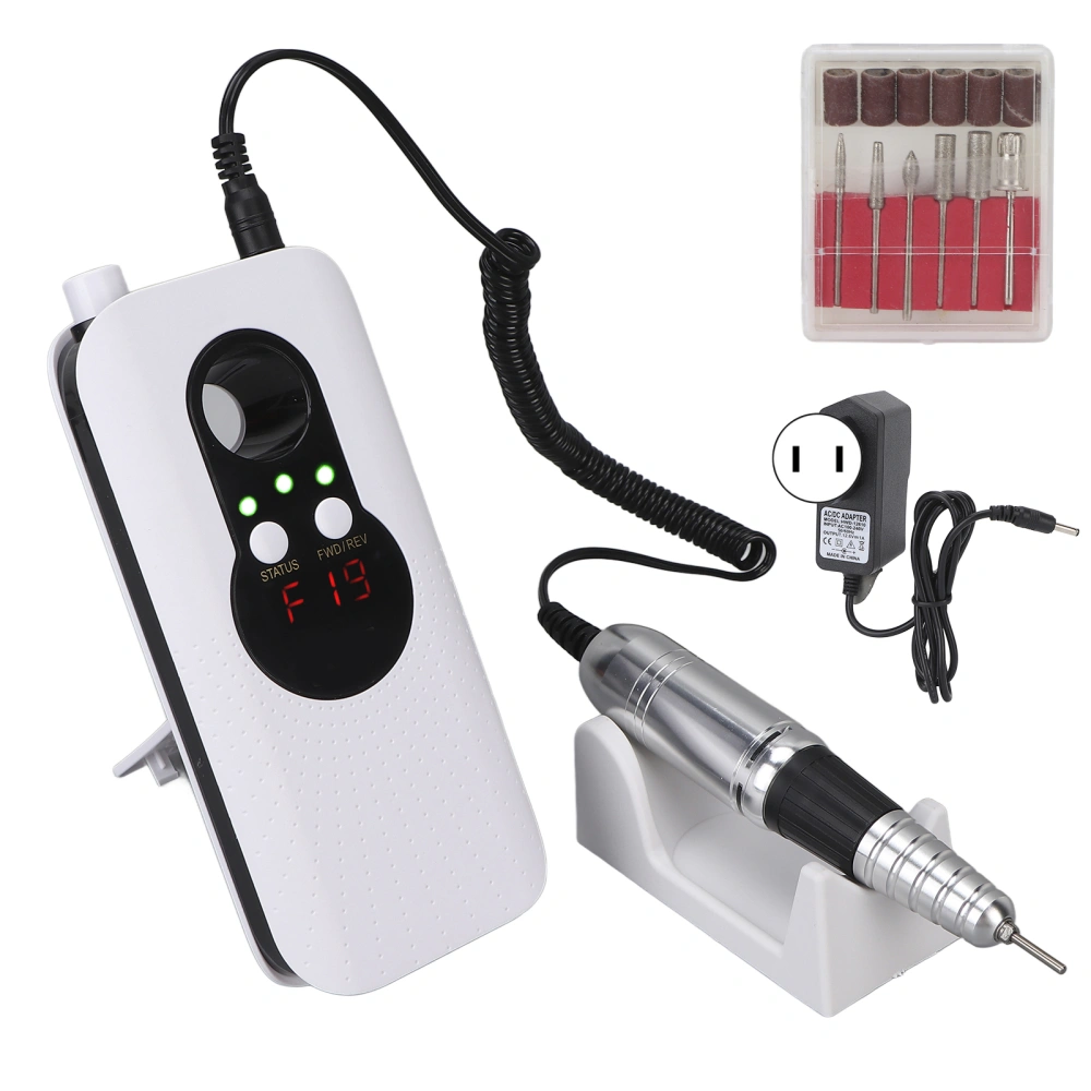 Portable Nail Drill Machine 35000RPM Electric Manicure Polishing Tools for Nail Beauty Salon White 100‑240VUS Plug