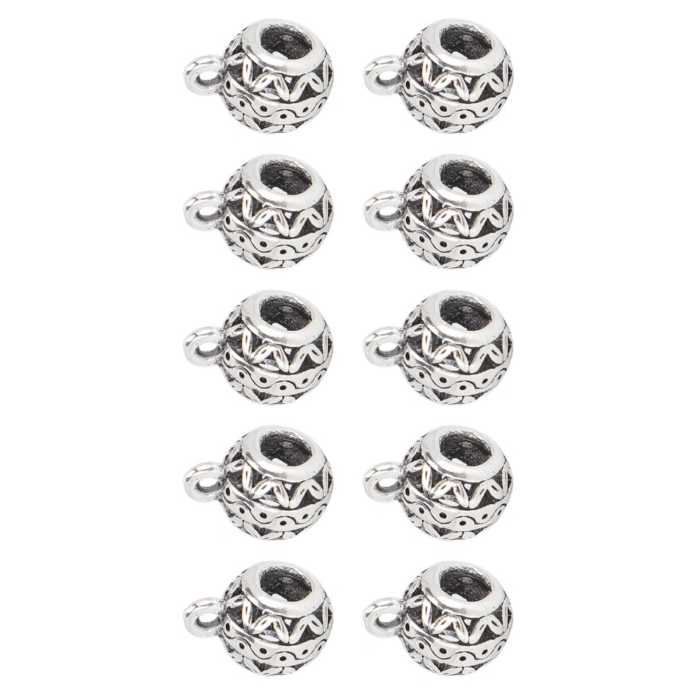 10pcs Hair Braiding Beads Alloy Hollow Large Holes Beard Dreadlocks DIY Bracelet Necklace Rings Silver