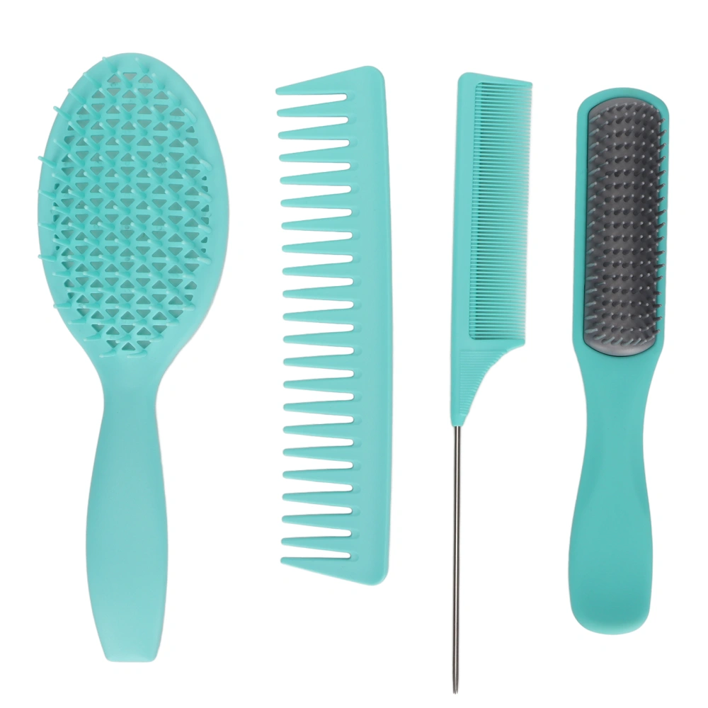 4pcs Hair Comb Set Professional Men Women Home Salon Travel Portable Detangling Hair Brush Styling ToolGreen Box Packed