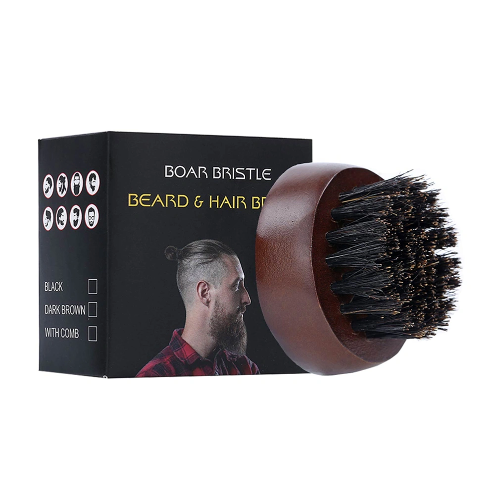 Beard Brush for Men Boar Bristles Beard Brush Small and Round Beard Grooming Brush Mustache Comb Men Hair Comb