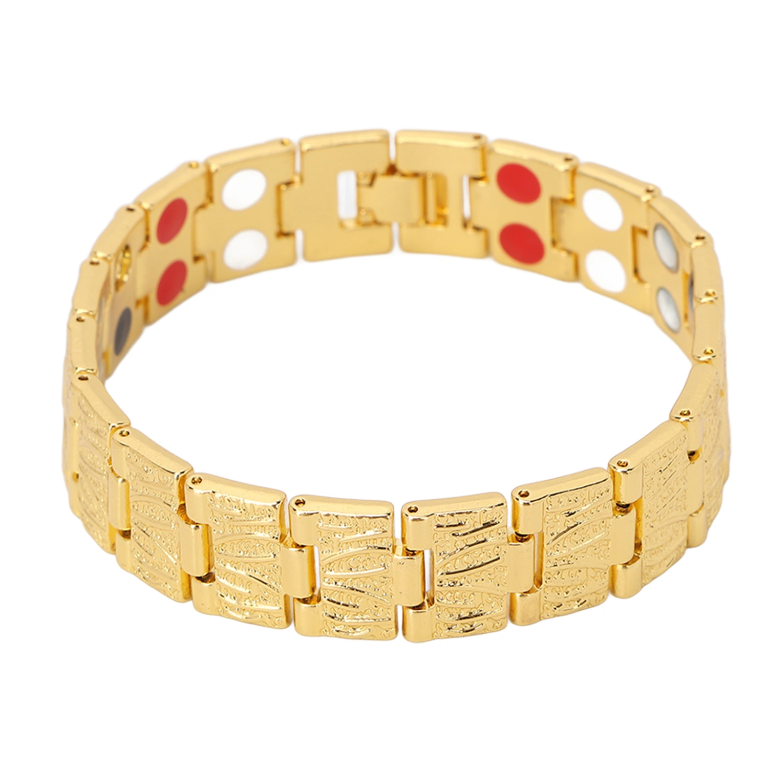 Fashionable Magnetic Bracelet Double Row Magnet Adjustable Titanium Steel Slimming BraceletGold