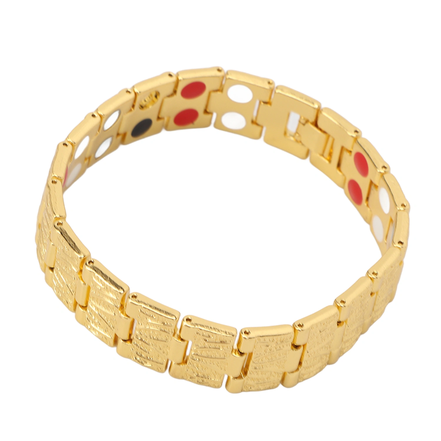 Fashionable Magnetic Bracelet Double Row Magnet Adjustable Titanium Steel Slimming BraceletGold