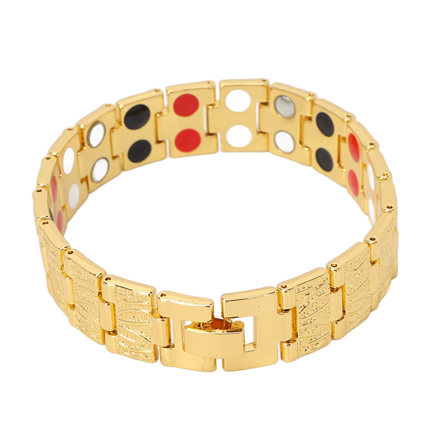 Fashionable Magnetic Bracelet Double Row Magnet Adjustable Titanium Steel Slimming BraceletGold