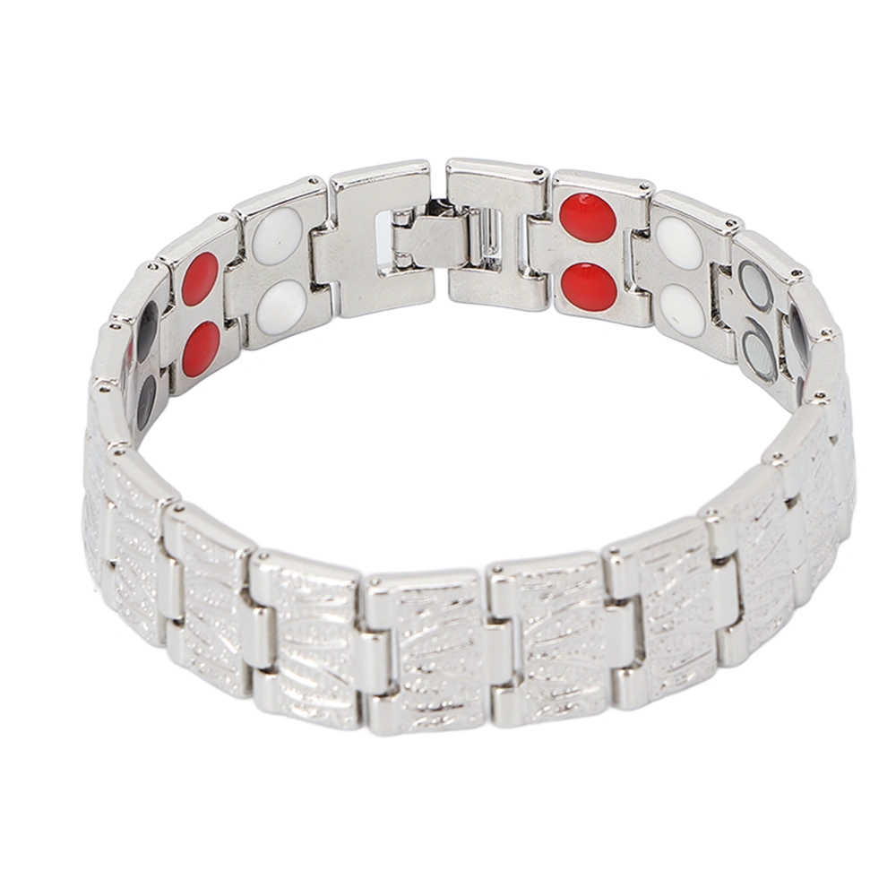 Fashionable Magnetic Bracelet Double Row Magnet Adjustable Titanium Steel Slimming BraceletSilver