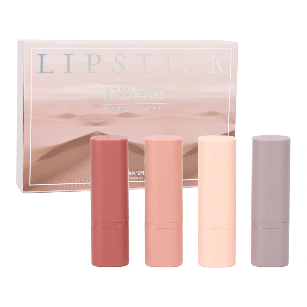 Women Lipstick Set 4 Colors Long Lasting Moisturizing Lip Makeup Cosmetic Gift Set 14.8g