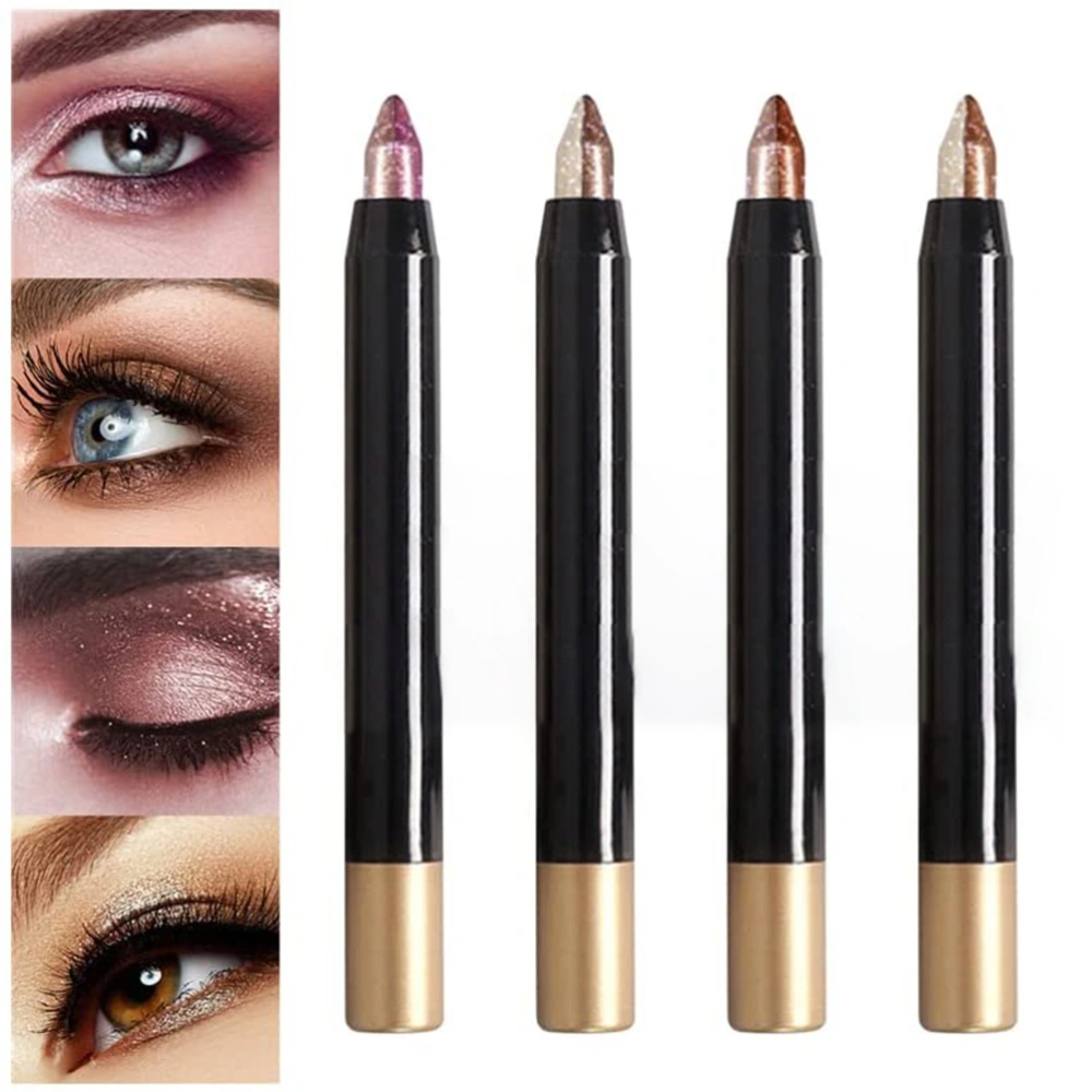 4 Pcs Glitter Eyeshadow Stick Gradient Eyeshadow Stick Waterproof Glitter Eyeliner Stick Makeup Long Lasting Eyeshadow Stick