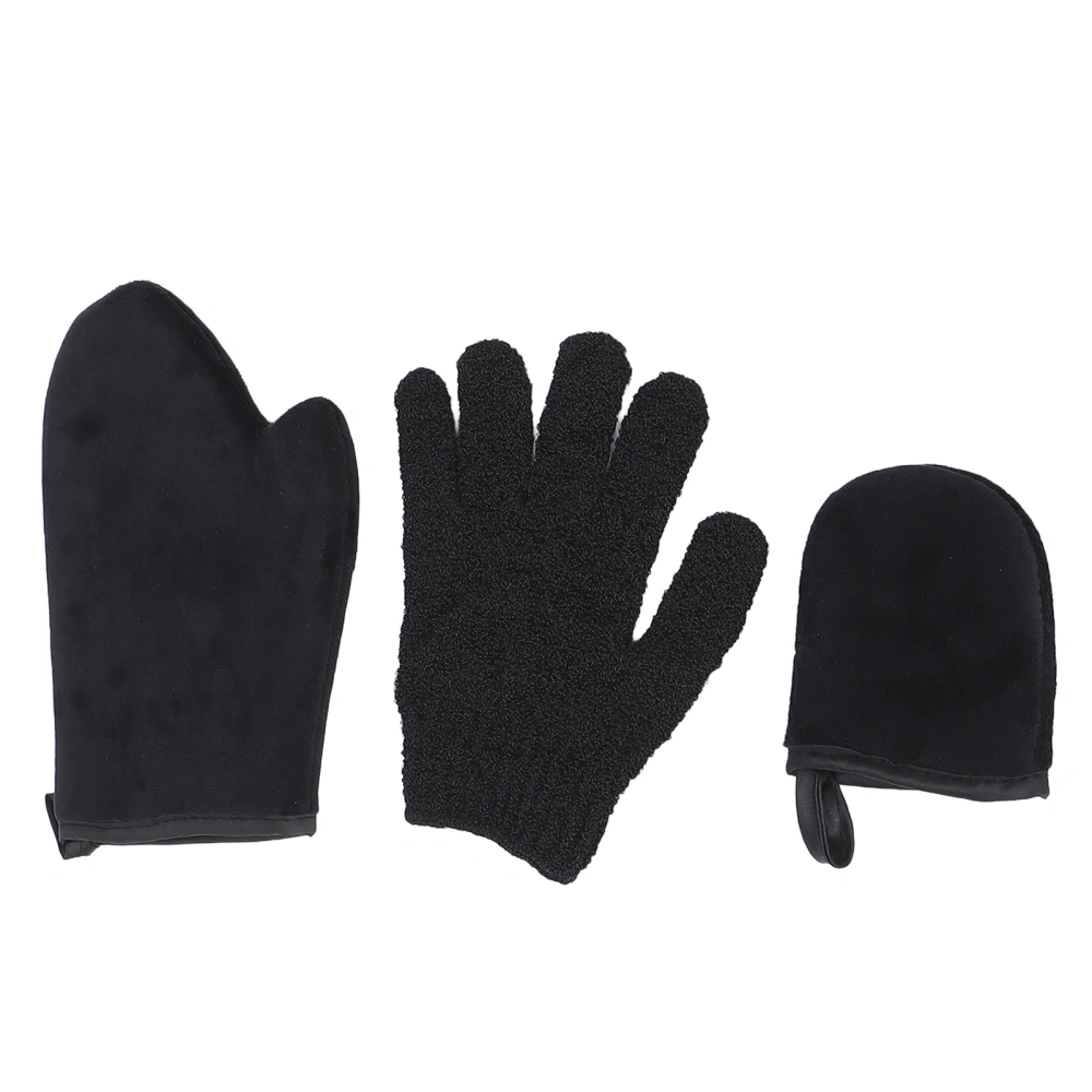 3pcs Self Tanning Mitts Applicator Kit Self Tanner Back Lotion Applicator Mitten with Exfoliating Glove