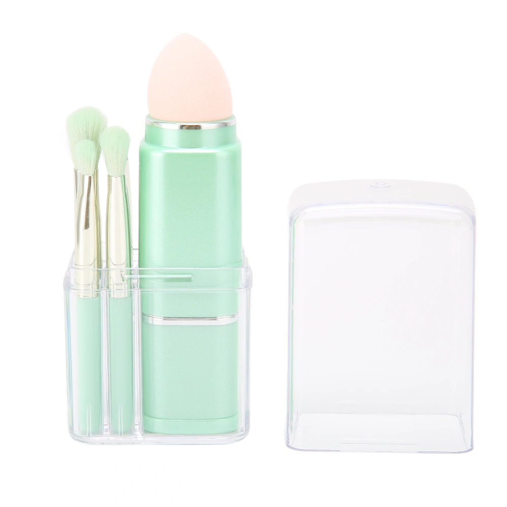 8pcs Complete Makeup Brush Set Loose Powder Brush Sponge Square Telescopic Brush Light Cyan