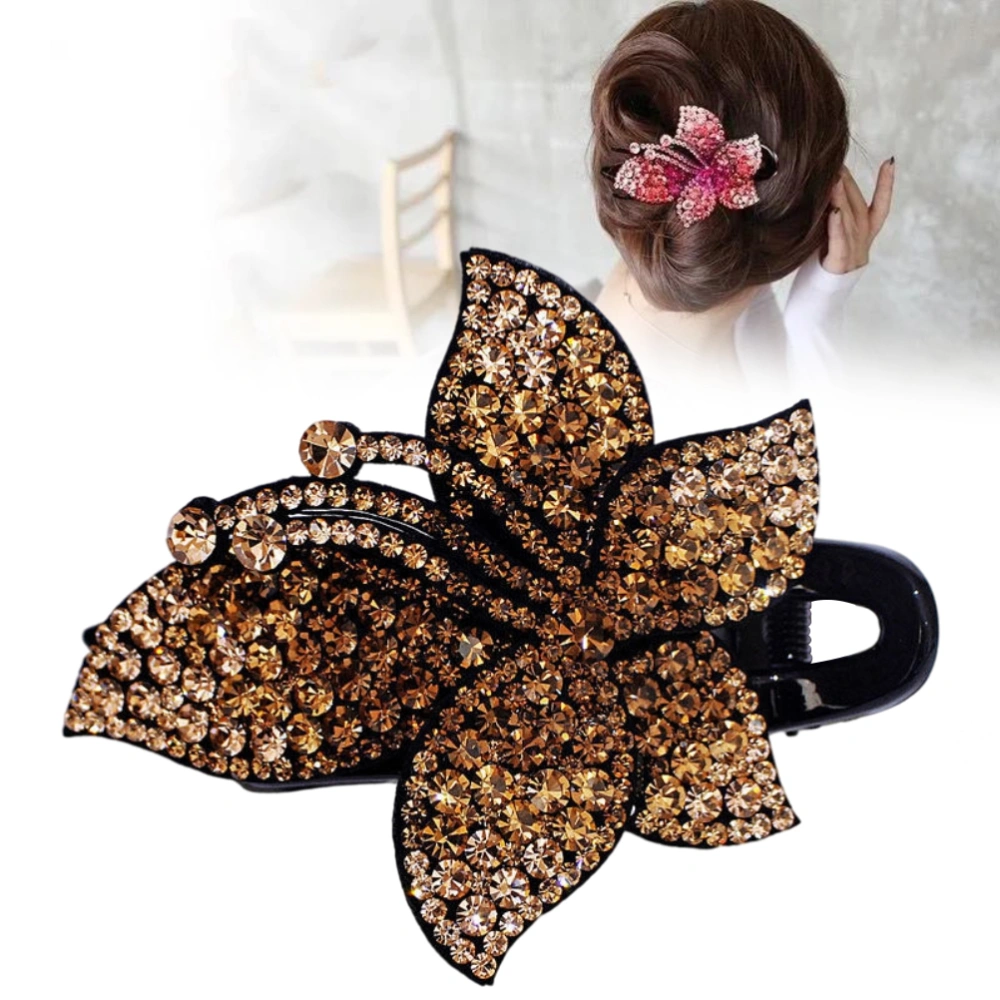 Ponytail Hair Clip Duckbill Clips Rhinestone Crystal Flower Hairpin for Women Hair Claw Hair Accessories