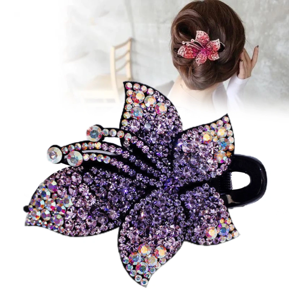 Ponytail Hair Clip Duckbill Clips Rhinestone Crystal Flower Hairpin for Women Hair Claw Hair Accessories