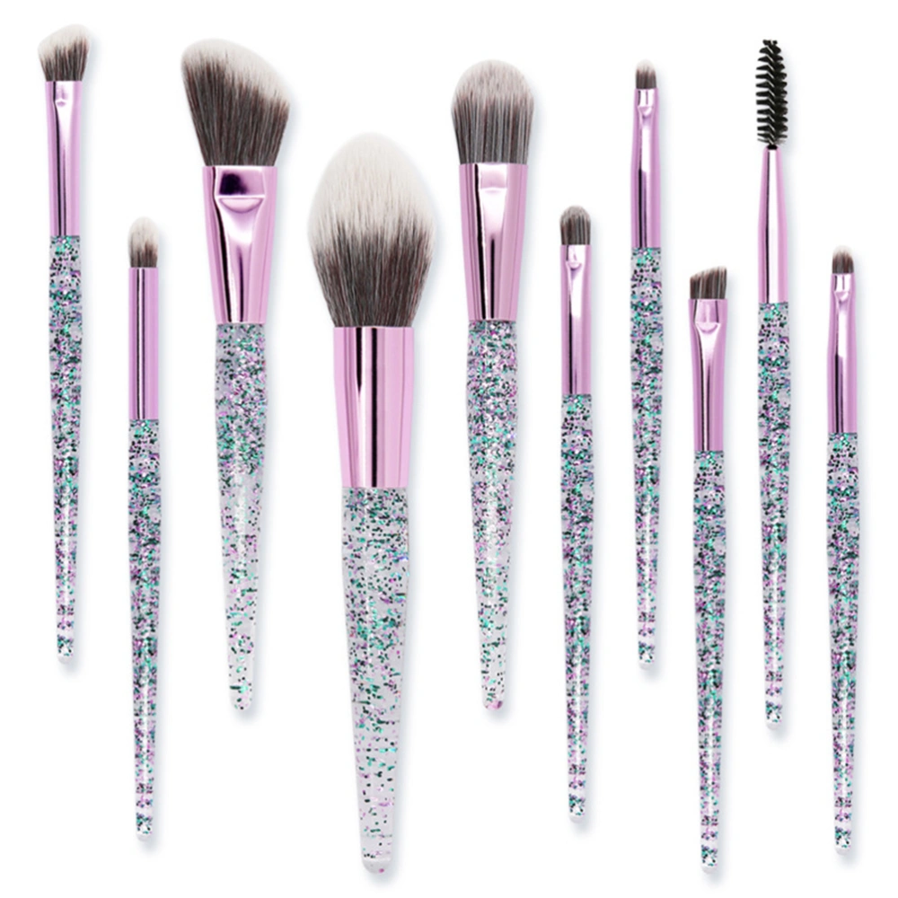 10 Pcs Crystal Makeup Brushes Professional Makeup Brush Set Synthetic Bristles Eyeshadow Brush Makeup Brush