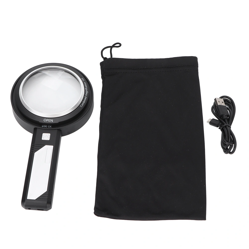 Handheld Magnifying Glass Reading Illuminated Lighted Magnifier with 6 LED Lights for Old Men