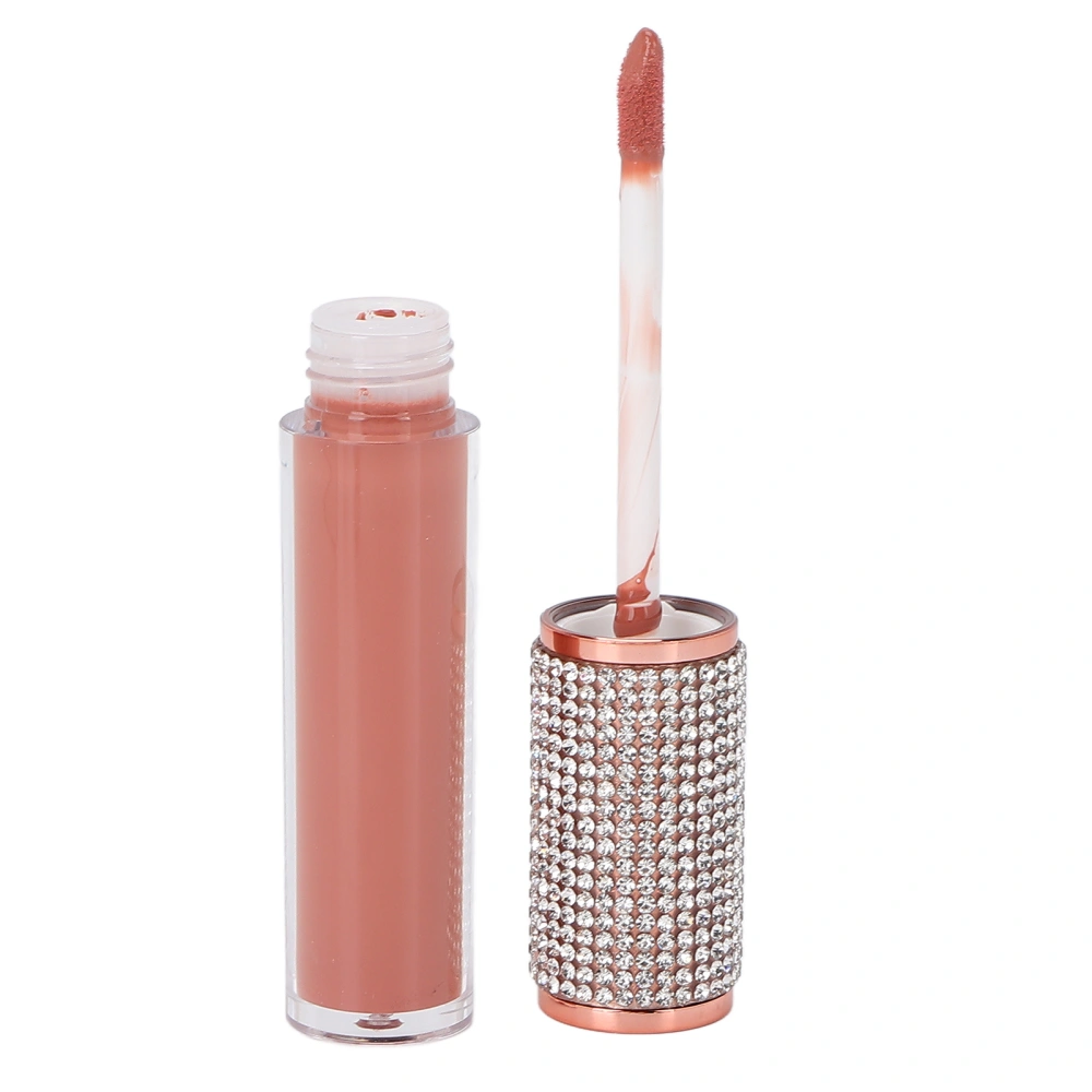 Lipstick Diamond Studded Round Tube Long Lasting Matte Lip Glaze Liquid Lipstick8#