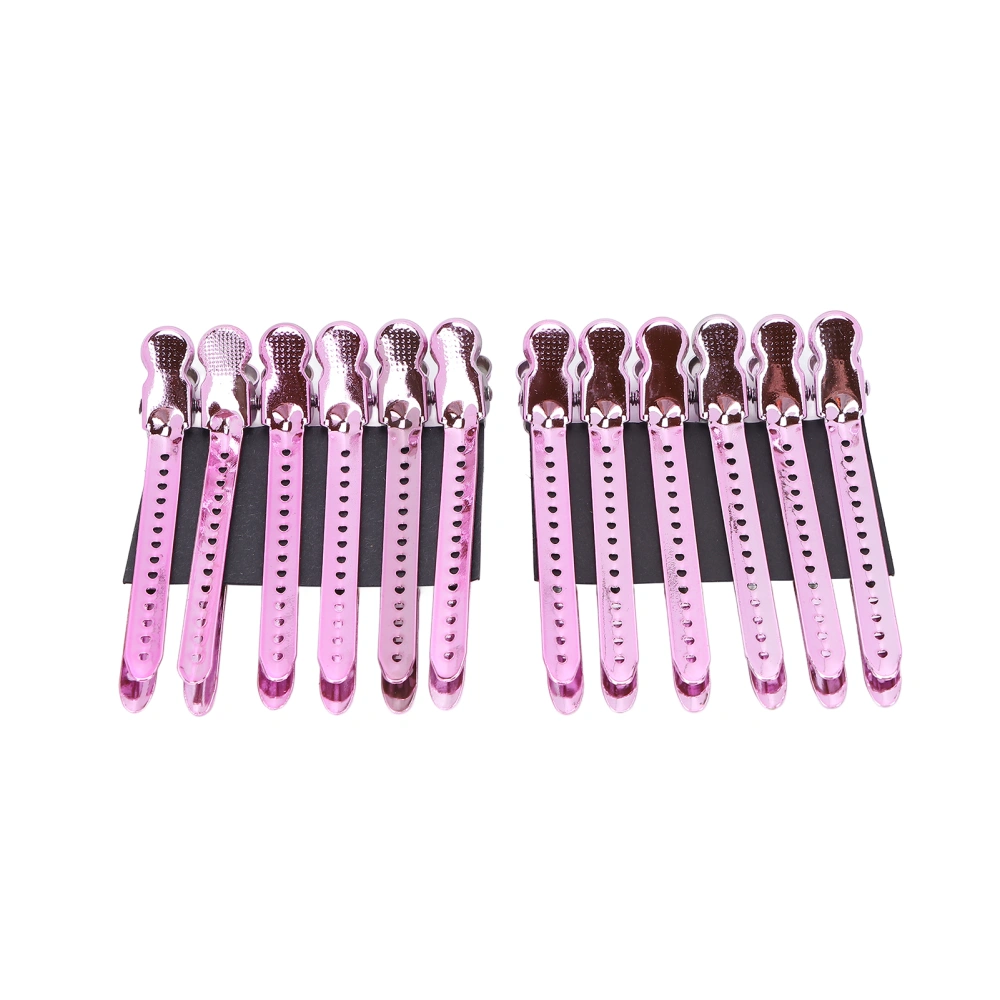 12pcs Professional Hair Salon Duckbill Clip Portable Styling Duckbill Clip for Thick HairPurple Pink