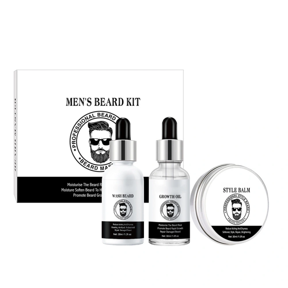 Beard Growth Kit Facial Beard Care Kit Moisturizing Anti Frizz Beard Growth Beard Care Set Gift Set for Men