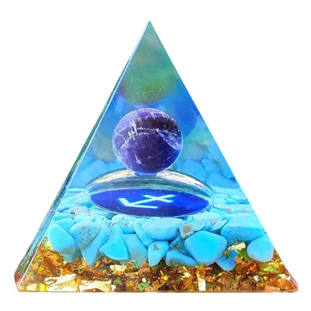 Crystal Pyramid Ornament Amethyst Peridot Pyramid Energy Generator Pyramid Reiki Balancing Protection Meditation Craft Decor