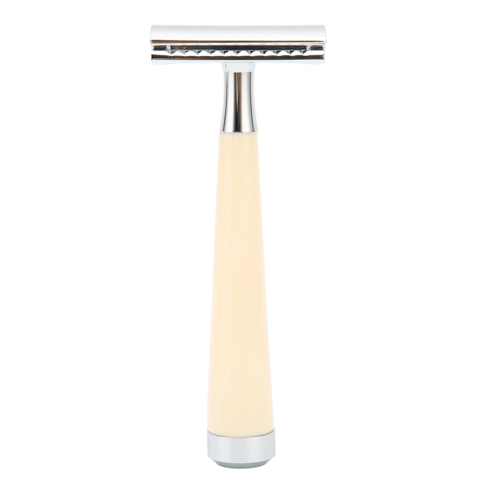 Manual Razors Fast Shave High Safety Double Edged Stable Sliding Easy to Use Long Handled Razors for Home Barber SalonBeige