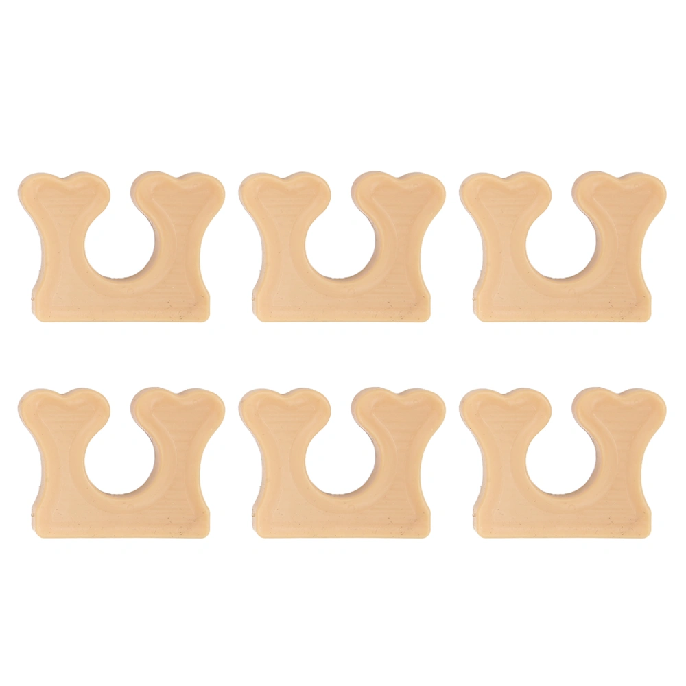 6pcs Individual Toe Separators Soft Silicone Correct Toes Relief Foot Pain Toes Separate Tool Khaki