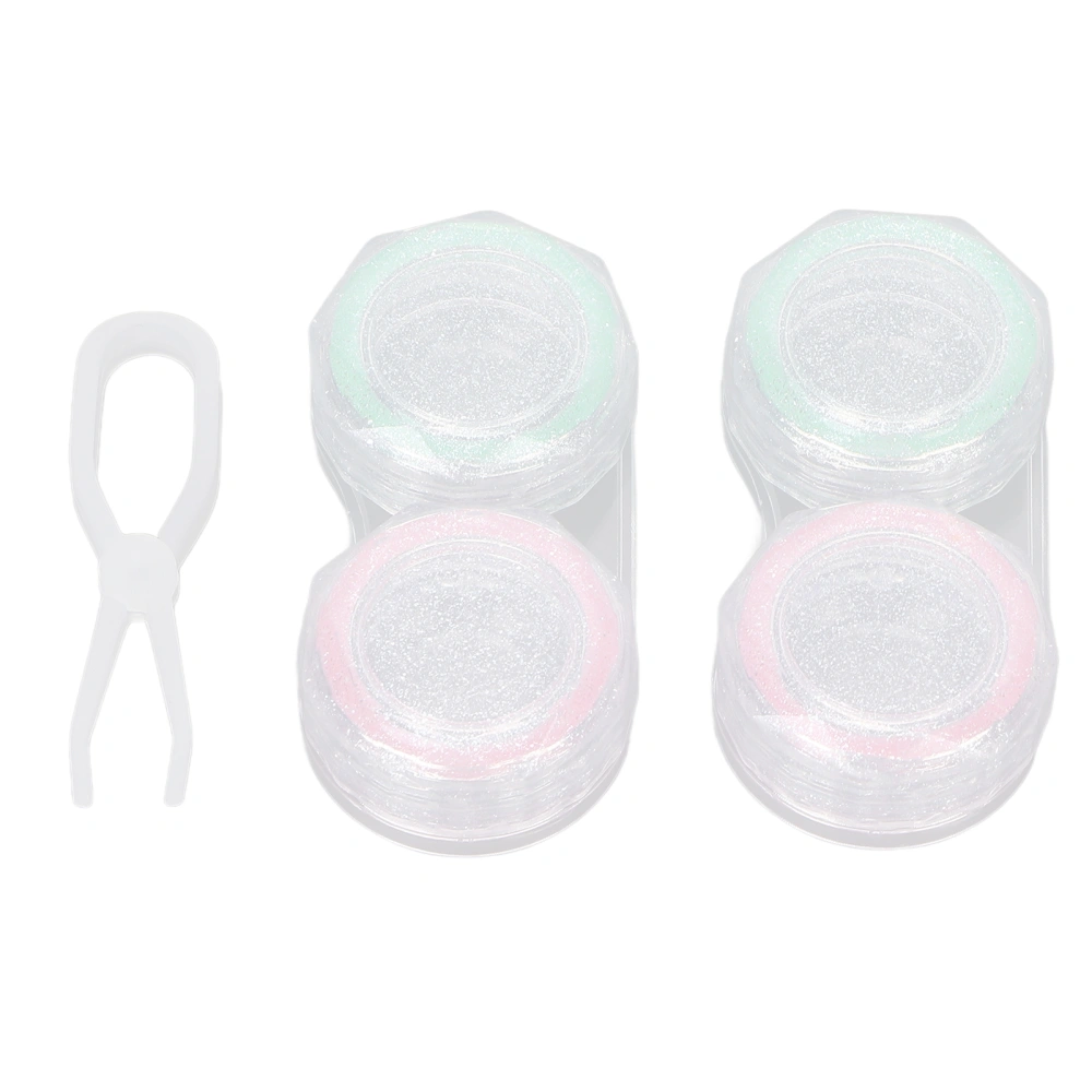 Contact Lens Storage Case 2pcs Sparkles Contact Lens Box Tweezers Portable Dustproof Contact Lens Travel Kit